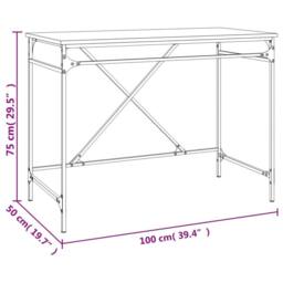 Berkfield Home Desk Grey Sonoma 100x50x75 cm Engineered Wood & Iron - Size: 100 x 50 x 75 cm - thumbnail 9
