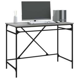 Berkfield Home Desk Grey Sonoma 100x50x75 cm Engineered Wood & Iron - Size: 100 x 50 x 75 cm - thumbnail 4