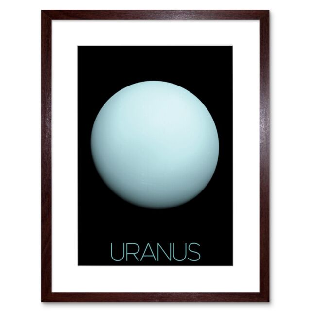 "Artery8 Wall Art Print NASA Our Solar System Uranus Planet Voyager 2 Image Artwork Framed 9X7 Inch in Brown - Size: W7"" x H9""" - image 1