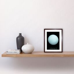 "Artery8 Wall Art Print NASA Our Solar System Uranus Planet Voyager 2 Image Artwork Framed 9X7 Inch in Brown - Size: W7"" x H9""" - thumbnail 2