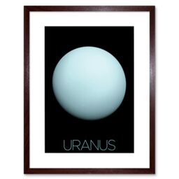 "Artery8 Wall Art Print NASA Our Solar System Uranus Planet Voyager 2 Image Artwork Framed 9X7 Inch in Brown - Size: W7"" x H9""" - thumbnail 1
