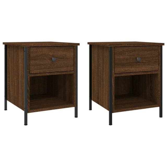 Berkfield Home Bedside Cabinets 2 pcs Brown Oak 40x42x50 cm Engineered Wood - Size: 40 x 42 x 50 cm - image 1