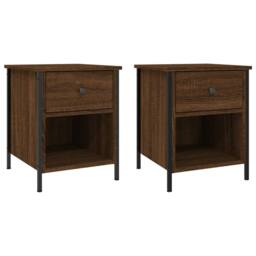 Berkfield Home Bedside Cabinets 2 pcs Brown Oak 40x42x50 cm Engineered Wood - Size: 40 x 42 x 50 cm - thumbnail 1