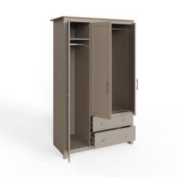 GFW Lancaster 3 Door 2 Drawer Wardrobe in Grey - thumbnail 4