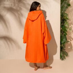 OHS Women's Poncho Oversized Hooded Towel Bath Beach Robe in Orange - thumbnail 5
