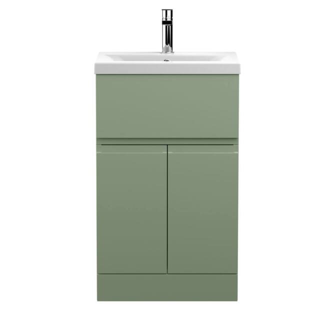 Balterley Mavesyn 2 Door 1 Drawer Vanity Basin Unit, Satin Green, 500mm in Green - image 1