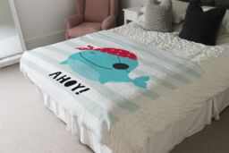 Benjamin Tate Design Ahoy Whale Blanket in Natural - Size: 120 cm x 150 cm - thumbnail 3