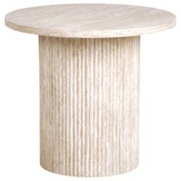 Wyld and Coco Astra Living Round Beige Side Table 50 cm Diameter Wood Top Stone - thumbnail 2