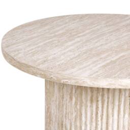 Wyld and Coco Astra Living Round Beige Side Table 50 cm Diameter Wood Top Stone - thumbnail 3