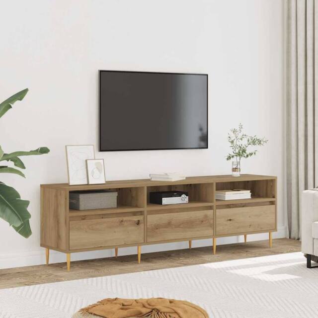 Berkfield Home TV Cabinet Artisan Oak 150x30x44.5 cm Engineered Wood in Brown - image 1