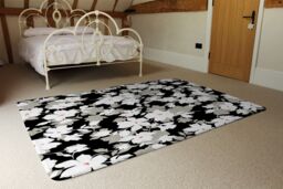 Benjamin Tate Design Grey White & Black Flowers Rug in Natural - Size: Large - thumbnail 3