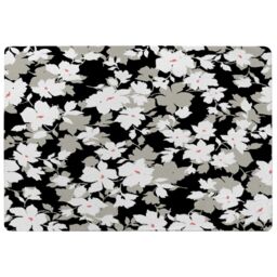 Benjamin Tate Design Grey White & Black Flowers Rug in Natural - Size: Large - thumbnail 1