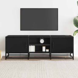 Berkfield Home TV Cabinet Black 120x35x41 cm Engineered Wood & Metal - Size: 120 x 35 x 41 cm - thumbnail 1