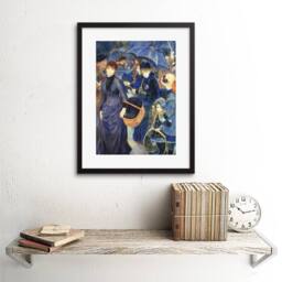 "Artery8 Renoir Umbrellas Old Master Living Room 12x16"" Framed Wall Art in Blue - Size: W12"" x H16""" - thumbnail 2