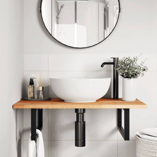 Berkfield Home Bathroom Vanity Top Oil Finished 60x50x2 cm Solid Wood Acacia in Brown - Size: 60 x 50 x 2 cm - image 1