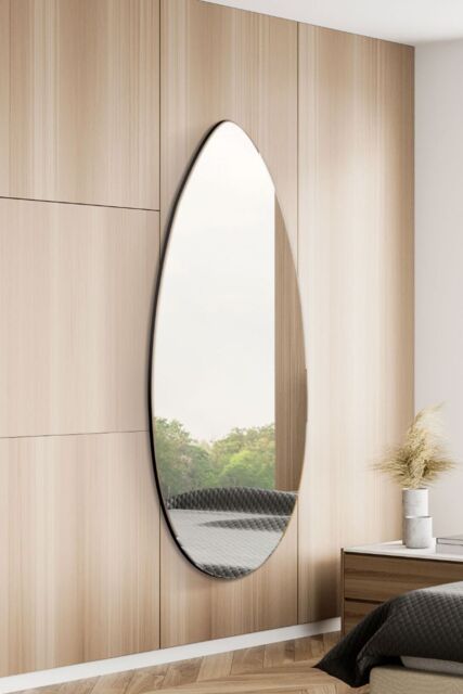"MirrorOutlet The Tear Drop - Frameless Glass Wall Mirror 63"" X 24"" (160CM X 60CM) in Silver - Size: 1 Pack" - image 1