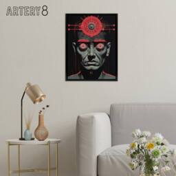 "Artery8 Big Brother Is Watching You George Orwell Framed Canvas Wall Art Print in Red - Size: W18"" x H24""" - thumbnail 3