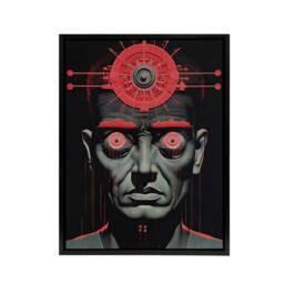 "Artery8 Big Brother Is Watching You George Orwell Framed Canvas Wall Art Print in Red - Size: W18"" x H24""" - thumbnail 1