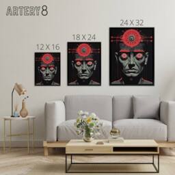 "Artery8 Big Brother Is Watching You George Orwell Framed Canvas Wall Art Print in Red - Size: W18"" x H24""" - thumbnail 4
