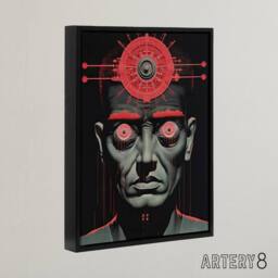 "Artery8 Big Brother Is Watching You George Orwell Framed Canvas Wall Art Print in Red - Size: W18"" x H24""" - thumbnail 2