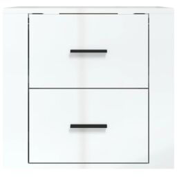 Berkfield Home Wall-mounted Bedside Cabinet High Gloss White 50x36x47 cm - Size: 50 x 36 x 47 cm - thumbnail 6