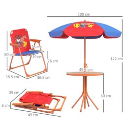 OUTSUNNY Children Table & Chair Set Outdoor Garden Furniture Set w/ Cowboy Theme - thumbnail 3