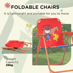 OUTSUNNY Children Table & Chair Set Outdoor Garden Furniture Set w/ Cowboy Theme - thumbnail 4