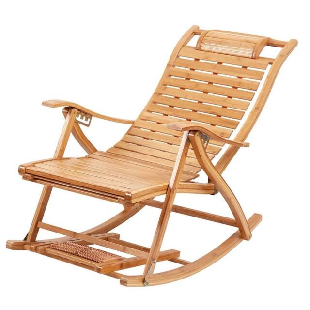 NESTLUNE Garden Rocking Chair Recliner Bed in Brown - Size: 100 cm x 15 cm - image 1