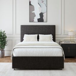 Bedmaster Linen Divan Base & Plain Headboard in Mauve - Size: King - thumbnail 1