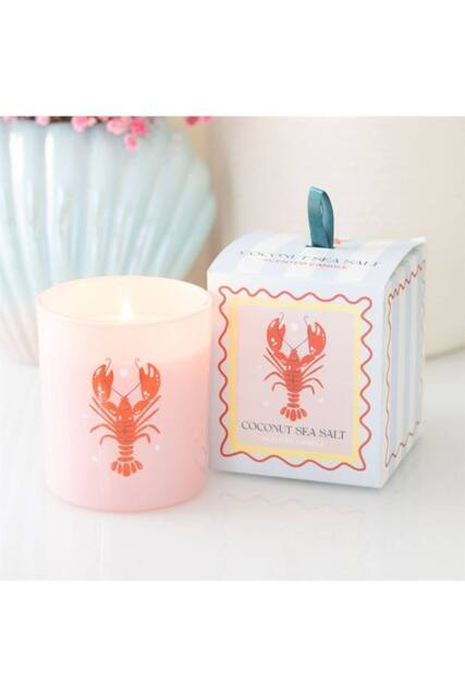 KDMD Pastel Lobster Coconut & Sea Salt Candle - Beachy Gift & Decor in Pink - image 1
