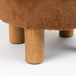 Scottish Everlastings Ltd Soft Faux Fur Round Caramel Foot Stool in Tan - thumbnail 3