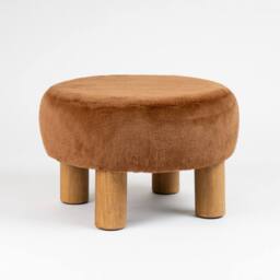 Scottish Everlastings Ltd Soft Faux Fur Round Caramel Foot Stool in Tan - thumbnail 4