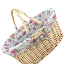 Red Hamper Cotton Lined Swing Handle Shopping Basket in Red - thumbnail 2
