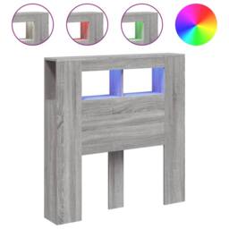 Berkfield Home LED Headboard Grey Sonoma 100x18.5x103.5 cm Engineered Wood - thumbnail 1