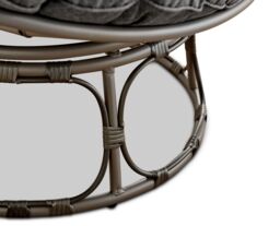 FurnitureboxUK Black Rattan Outdoor Moon Chair in PE Resin Rattan Weave & 10.5cm Thick Grey Cushion - Papasan Garden Chair - thumbnail 8
