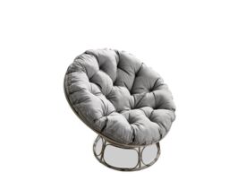FurnitureboxUK Black Rattan Outdoor Moon Chair in PE Resin Rattan Weave & 10.5cm Thick Grey Cushion - Papasan Garden Chair - thumbnail 2
