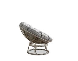 FurnitureboxUK Black Rattan Outdoor Moon Chair in PE Resin Rattan Weave & 10.5cm Thick Grey Cushion - Papasan Garden Chair - thumbnail 4