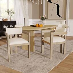 ModernLuxe Solid wood dining chair set with linen upholstery for home & cafe in Natural - Size: 2 Pack - thumbnail 3