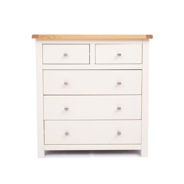 Cabinet Bits Maggiori 5 Drawer Chest of Drawers Chrome Knob in Off-White - image 1