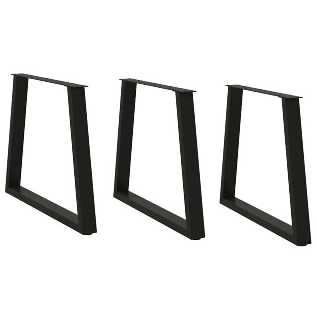 Berkfield Home Dining Table Legs V-Shape 3 pcs Black 70x(72-73.3) cm Steel - image 1