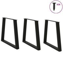 Berkfield Home Dining Table Legs V-Shape 3 pcs Black 70x(72-73.3) cm Steel - thumbnail 3