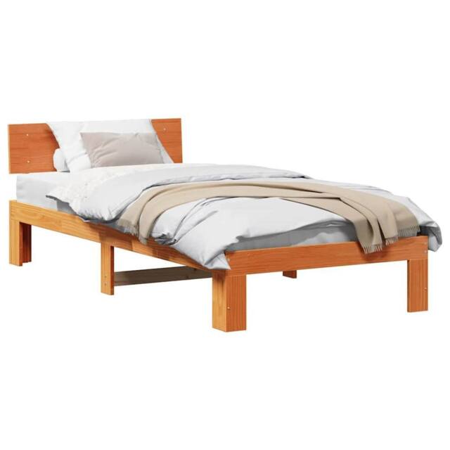 Berkfield Home Traditional Bed Frame with Headboard Wax Brown 90x190 cm Solid Pi - image 1