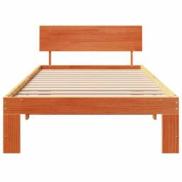 Berkfield Home Traditional Bed Frame with Headboard Wax Brown 90x190 cm Solid Pi - thumbnail 5