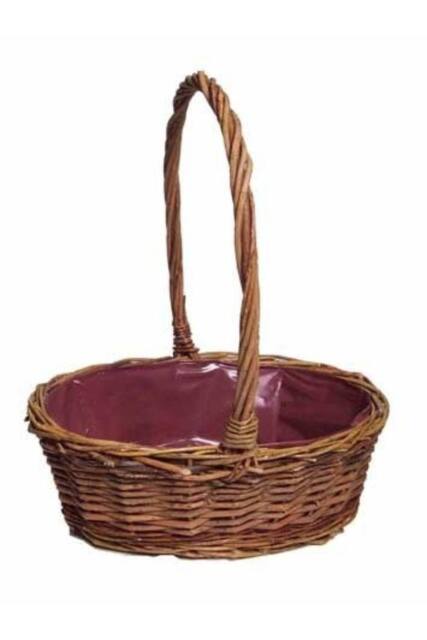 KDMD Unpeeled Oval Lined Basket Brown - image 1