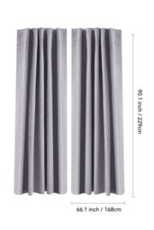 Garden Sanctuary Grey Solid Color Back Tab & Pole Pocket Top Faux Linen Blackout Curtains, 168cm W x 229cm H - Size: 168 cm W x 229 cm H - thumbnail 3