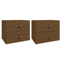 Berkfield Home Wall-mounted Bedside Cabinets 2 pcs Honey Brown 50x36x40 cm - Size: 50 x 36 x 40 cm - thumbnail 2