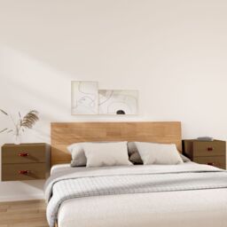 Berkfield Home Wall-mounted Bedside Cabinets 2 pcs Honey Brown 50x36x40 cm - Size: 50 x 36 x 40 cm