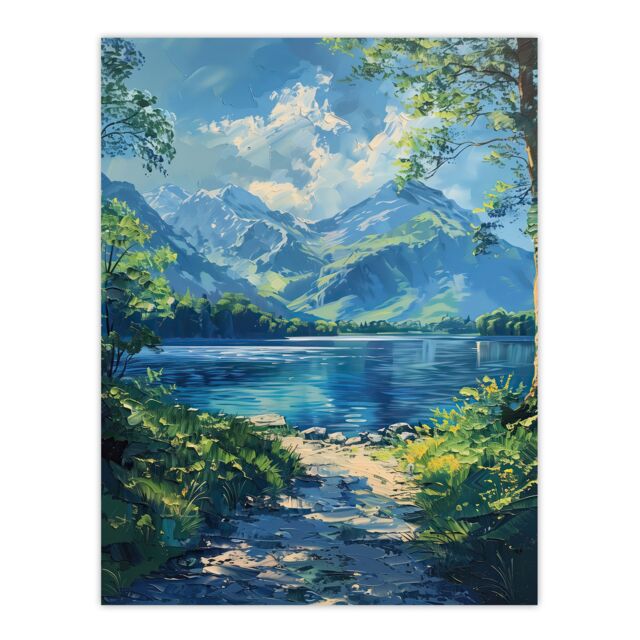 "Artery8 Lake District Acrylic Helvellyn View Summer Peace Wall Art Print in Blue - Size: W24"" x H32""" - image 1