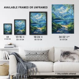 "Artery8 Lake District Acrylic Helvellyn View Summer Peace Wall Art Print in Blue - Size: W24"" x H32""" - thumbnail 3