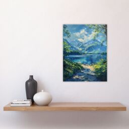"Artery8 Lake District Acrylic Helvellyn View Summer Peace Wall Art Print in Blue - Size: W24"" x H32""" - thumbnail 4